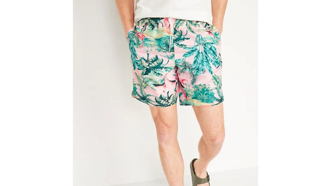 Pink Flamingo Printed Swim Trunks