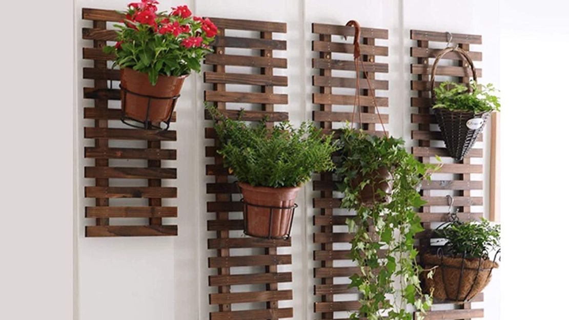 ShopLaLa Wooden Hanging Wall Planter, 2-Pack