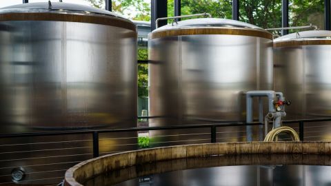 Fermenters sit ready to be used at the Town Branch Distillery in Lexington, Kentucky.