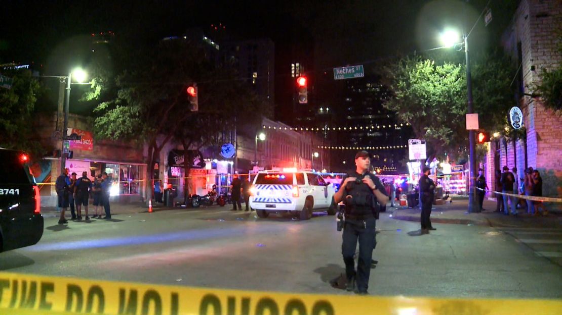 The scene of the shooting in downtown Austin.