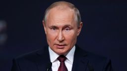 Russia's President Vladimir Putin addresses a forum on June 4 in St Petersburg. He said Sunday Russia is prepared to extradite cyber criminals to the United States on a reciprocal basis, Russia's state-run TASS news agency reported.