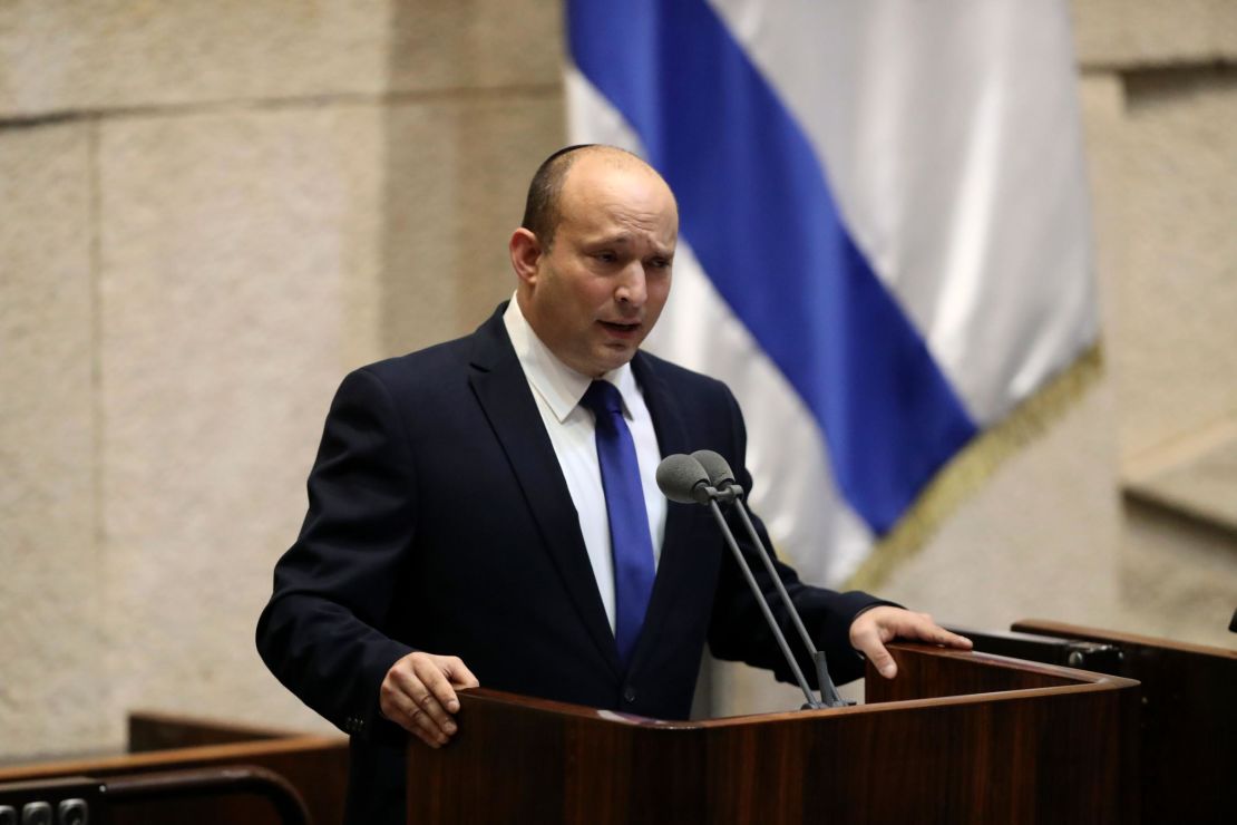 Naftali Bennett speaks during a Knesset session in Jerusalem Sunday, June 13, 2021.