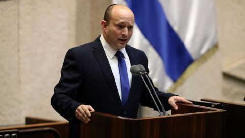 Naftali Bennett speaks during a Knesset session in Jerusalem Sunday, June 13, 2021.