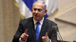 Israel's outgoing prime minister Benjamin Netanyahu speaks during a Knesset session in Jerusalem Sunday, June 13, 2021. Bennett is expected later Sunday to be sworn in as the country's new prime minister, ending Prime Minister Benjamin Netanyahu's 12-year rule. (AP Photo/Ariel Schali22