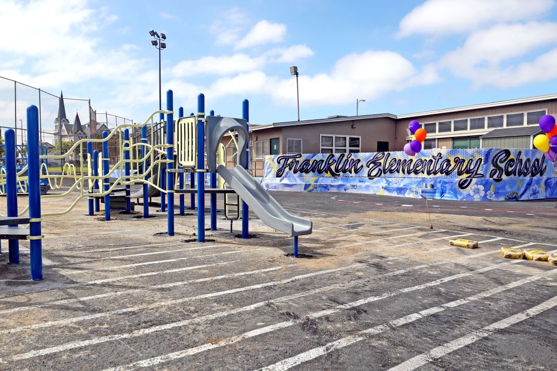 The new playgound at Franklin Elementary School.