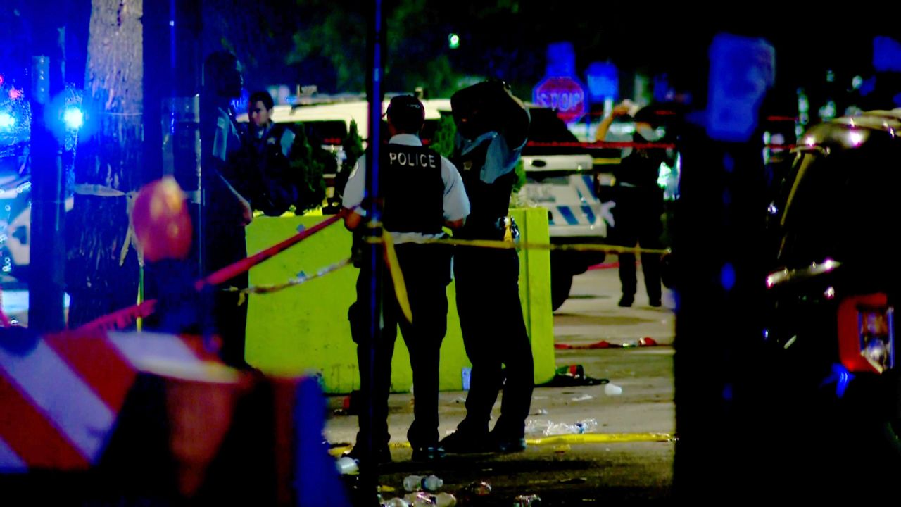 Police investigate a shooting in Chicago early Saturday.