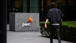 A general view of the exterior of the PWC London offices on March 31, 2021 in London, England. PwC told its UK consultants and accounts that they could expect to work two or three days in the office, observe flexible working hours, and quit early on Fridays this summer, as the company announced longer-term working arrangements after the Covid-19 pandemic. (Photo by Leon Neal/Getty Images)