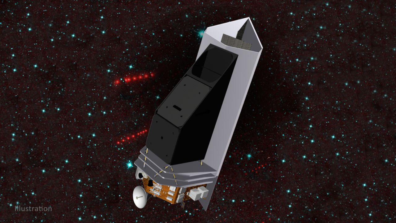 This illustration depicts NEO Surveyor, a new mission that could discover most of the potentially hazardous asteroids that are near Earth.