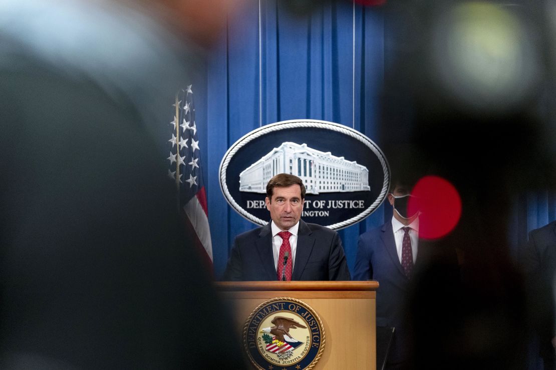John Demers, assistant U.S. attorney general for national security, speaks during a news conference at the Department of Justice in Washington, DC in October 2020.