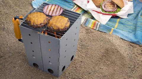 Collapsible camping grill and chimney starter
