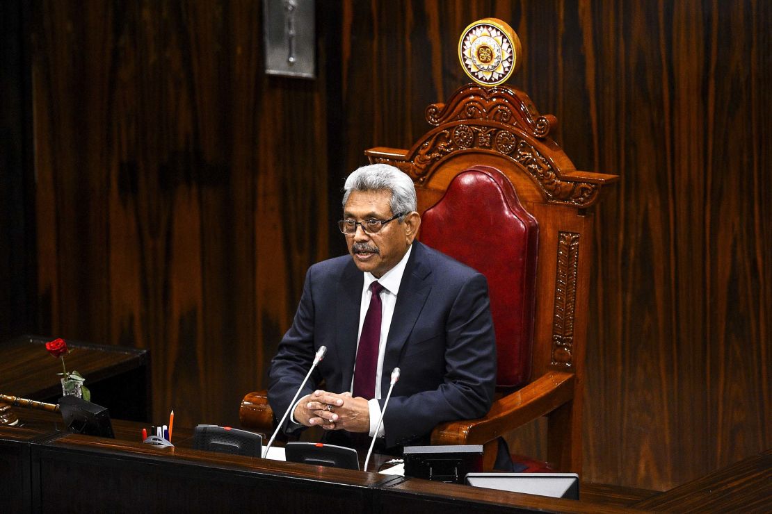 Sri Lanka's President Gotabaya Rajapaksa speaks at the national Parliament session in Colombo on August 20, 2020.