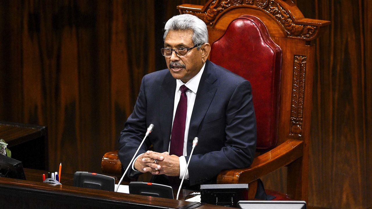 Sri Lanka's President Gotabaya Rajapaksa speaks at the national Parliament session in Colombo on August 20, 2020.