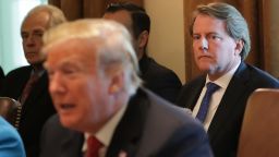 Then White House Counsel Don McGahn (R) attends a cabinet meeting with then U.S. President Donald Trump in the Cabinet Room at the White House October 17, 2018 in Washington, DC.