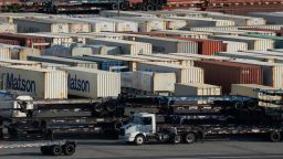 Shipping containers at the Port of Long Beach in Long Beach, California, U.S. on Friday, March 26, 2021. Overwhelmed U.S. ports, elevated freight costs and accidents that sent goods plunging to the bottom of the ocean are causing headaches for U.S. retailers already reeling from the pandemic. Photographer: Bing Guan/Bloomberg via Getty Images