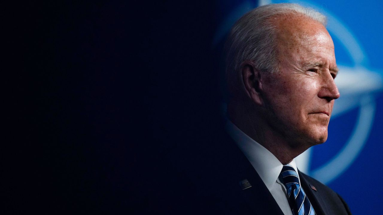 US President Joe Biden gives a press conference after the NATO summit at the North Atlantic Treaty Organization (NATO) headquarters in Brussels, on June 14, 2021. 