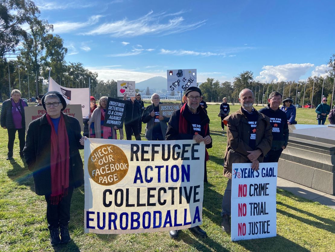 Migrant rights campaigners gathered outside Parliament House in Canberra on Tuesday to call for the family's release.