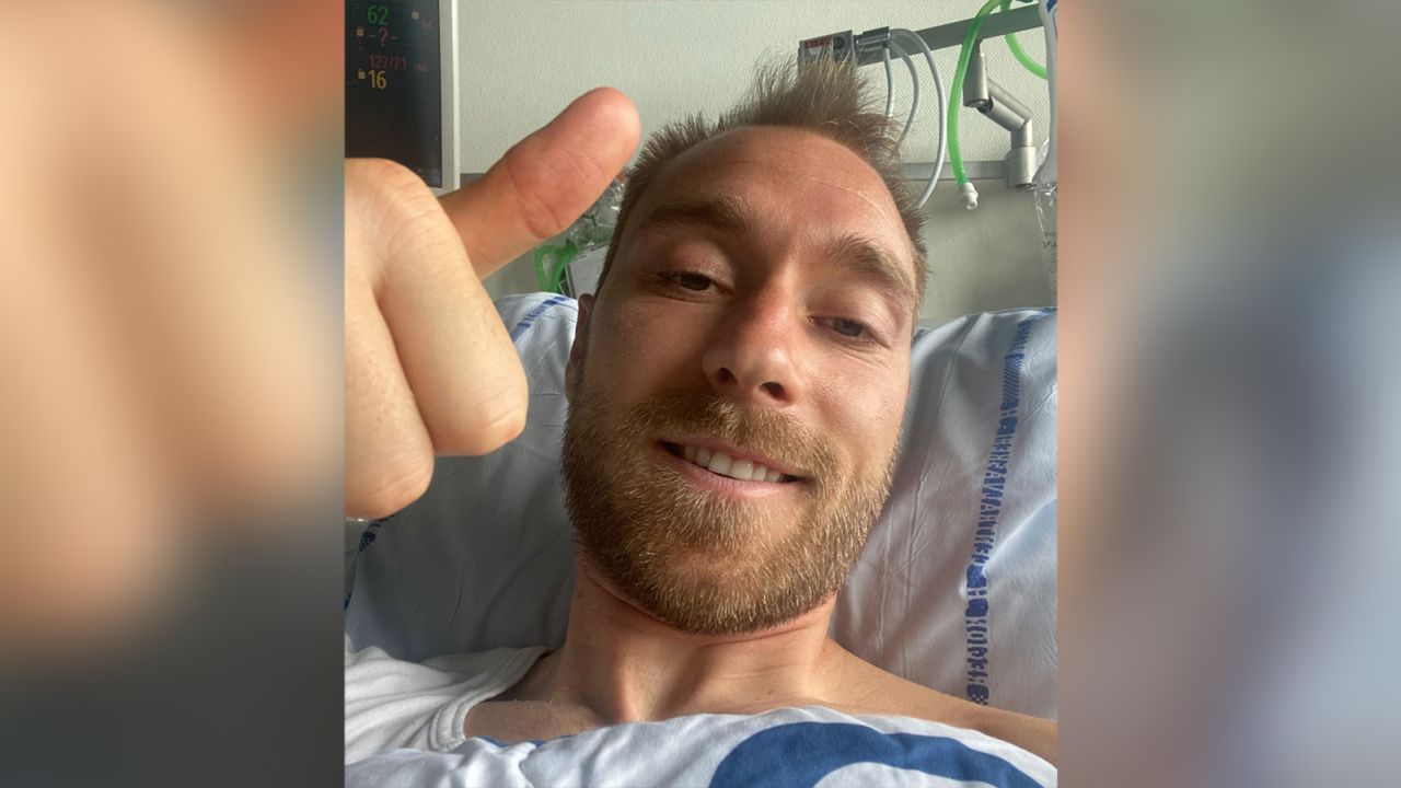 Christian Eriksen thanks well-wishers from his hospital bed.