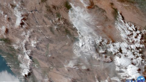 Winds moving out of the east spread the large smoke plume from the Telegraph Fire across the Phoenix, Arizona, metro area Monday. 