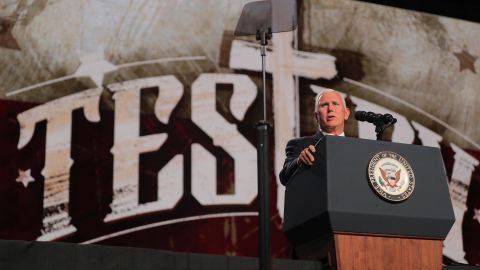 Vice President Mike Pence speaks at the Southern Baptist Convention meeting in Dallas, Texas, Wednesday, June 13, 2018.