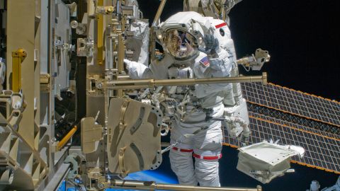 Astronaut Shane Kimbrough is seen here during a 2008 spacewalk.