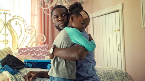 Kevin Hart plays the widowed dad to Melody Hurd in the Netflix movie 'Fatherhood' (Philippe Bosse/Netflix).