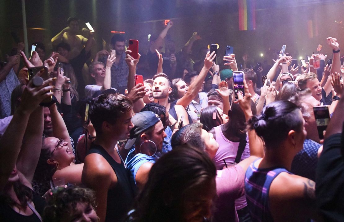 Patrons cheer during the official state reopening at The Abbey Hosts "Countdown To Reopening" Party at The Abbey on June 15 in West Hollywood.