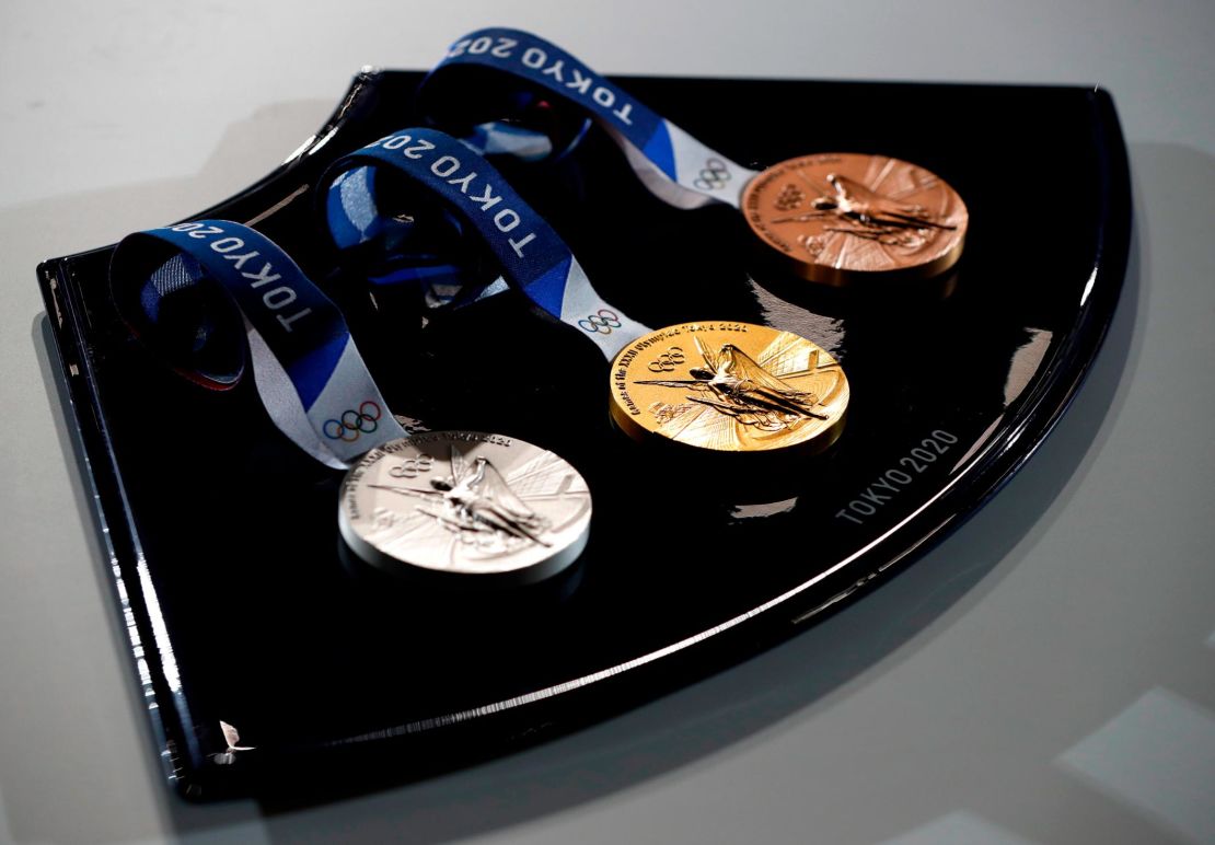 A medal tray from Tokyo 2020.