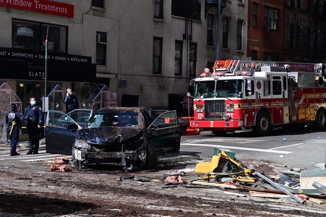 New York police  investigate the site of a collision in Manhattan. About 38,680 people died in vehicle crashes in the US last year -- the highest number since 2007.