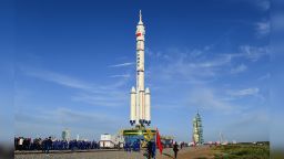 A Long March-2F rocket, carrying the Shenzhou-12 spacecraft for China's first manned mission on June 9, 2021 in China's Gansu province.