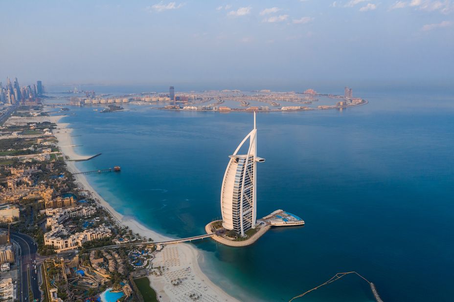 Aerial views of the Palm were typically reserved for helicopter tours or those willing to skydive out of a plane. You could also catch a glimpse from Dubai's mainland, like this view of the islands behind the Burj Al Arab.