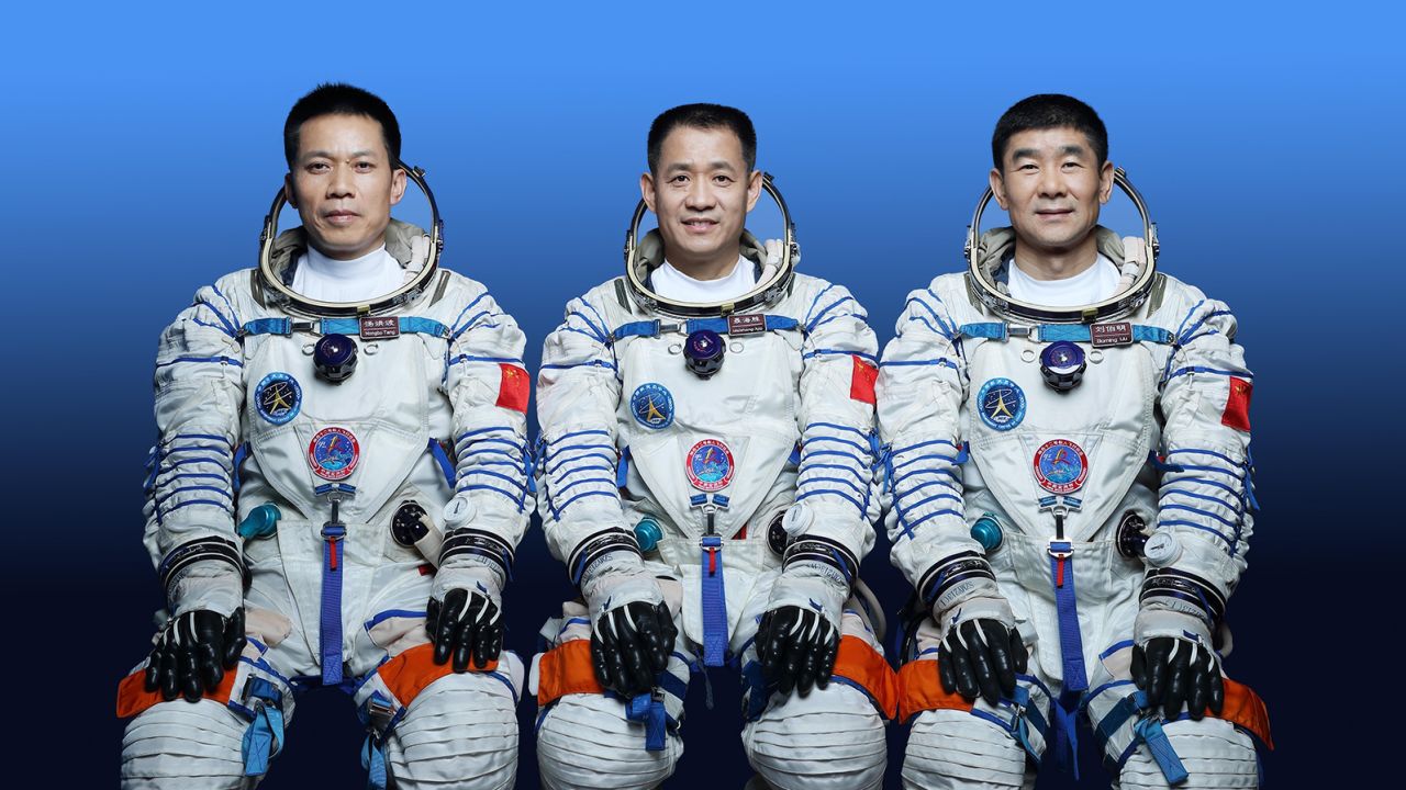 China is sending three astronauts into space on June 17 for a three-month mission on its space station, Tiangong. From left to right: Tang Hongbo, Nie Haisheng, Liu Boming