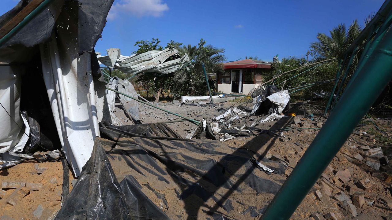 A view from a site hit by Israeli strikes in eastern Khan Younis, Gaza on June 16.