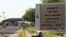 FILE - In this Thursday, Nov. 5, 2009, file photo, an entrance is shown to Fort Hood Army Base in Fort Hood, Texas. Fort Hood says there's been a shooting at the Texas Army base and that there have been injuries, on Wednesday, April 2, 2014. (AP Photo/Jack Plunkett)