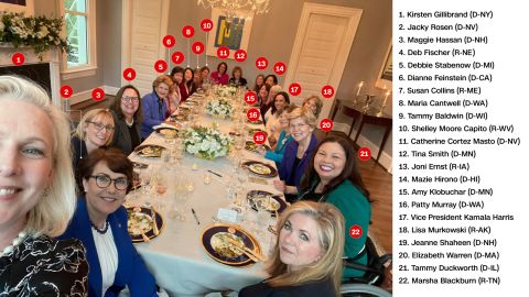 Vice President Kamala Harris hosted a bipartisan dinner for female senators on Tuesday, June 15.