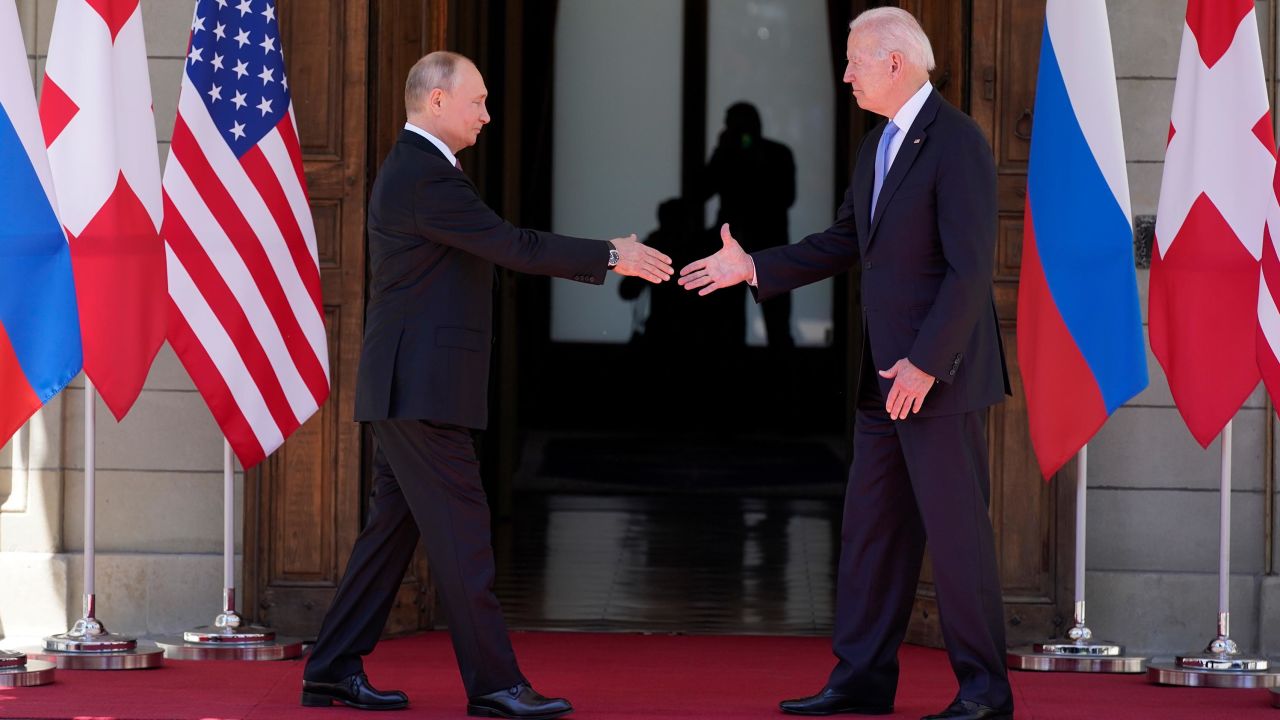 President Joe Biden and Russian President Vladimir Putin, arrive to meet at the 'Villa la Grange', Wednesday, June 16, 2021, in Geneva, Switzerland.