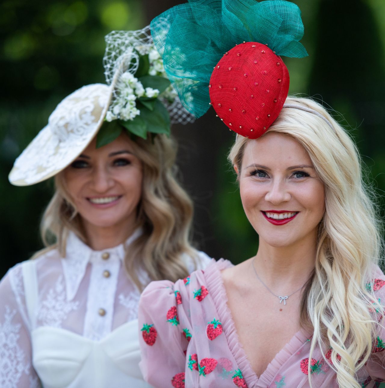 On Tuesday, one attendee wore a strawberry hat with green tulle leaves.