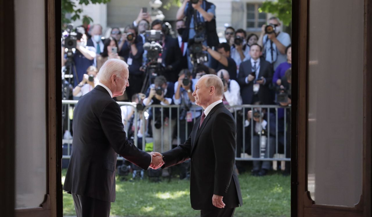 At the start of the summit, the two Presidents stood outside the Villa la Grange with the Swiss President, who made short remarks welcoming the two leaders. Biden and Putin then shook hands and entered the 18th-century French-style manor home for their first round of meetings.