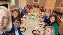 Harris hosted a bipartisan dinner with female senators at the vice-presidential residence.