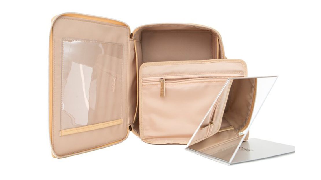 Unique Bargains Large Capacity Travel Cosmetic Bag Portable Makeup Bag 1 Pc  Brown