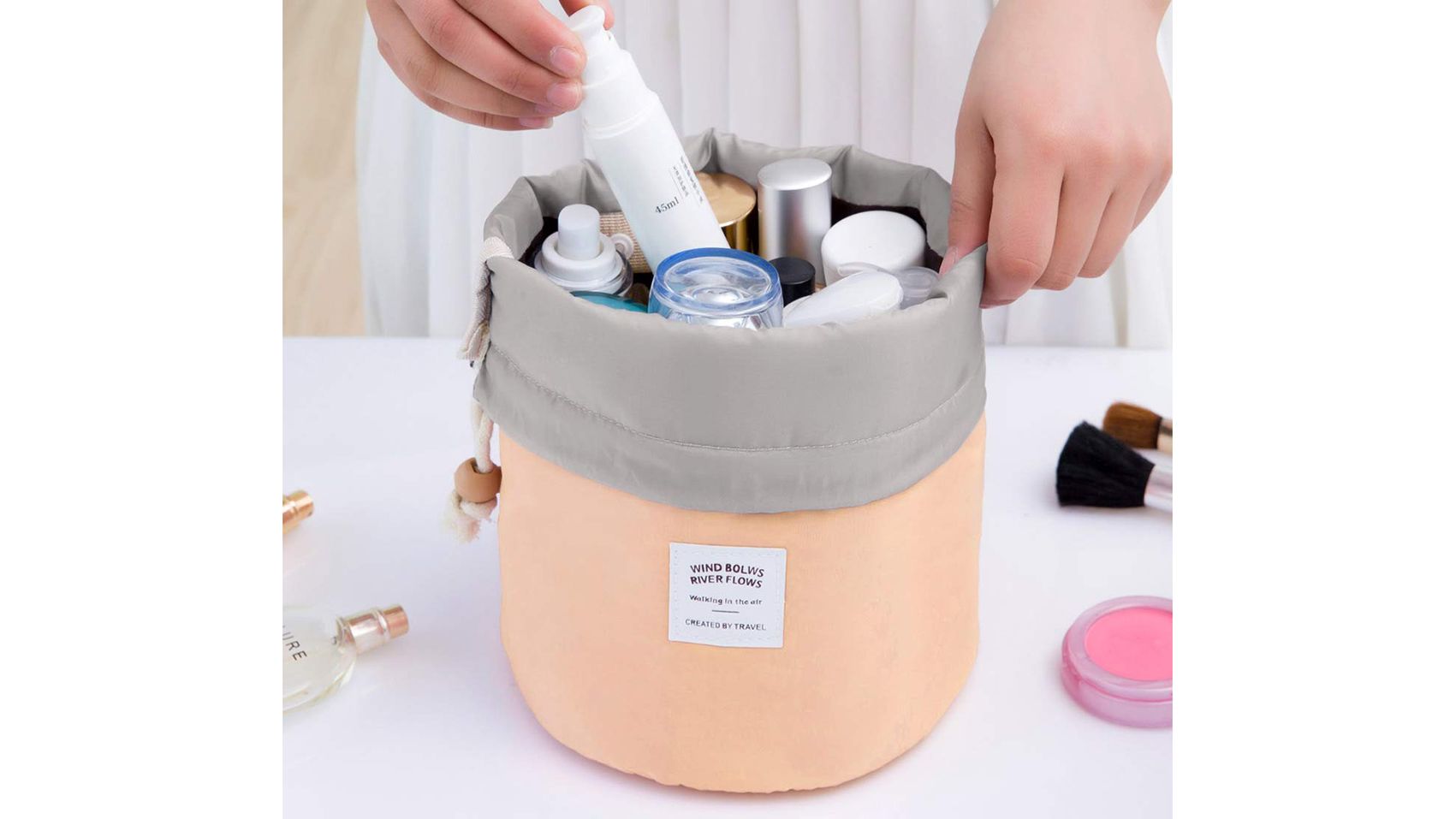 Makeup Bag Dual Cosmetic Bag Cosmetic Case Brush Storage Organizer