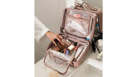 Makeup Bag For Home Women, Travel Portable Toiletry Bag, Flat Open