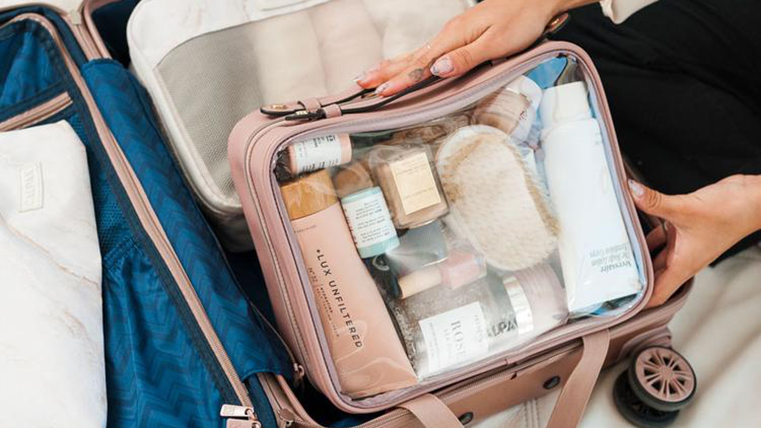 Unique Bargains Large Capacity Travel Cosmetic Bag Portable Makeup Bag 1 Pc  Brown