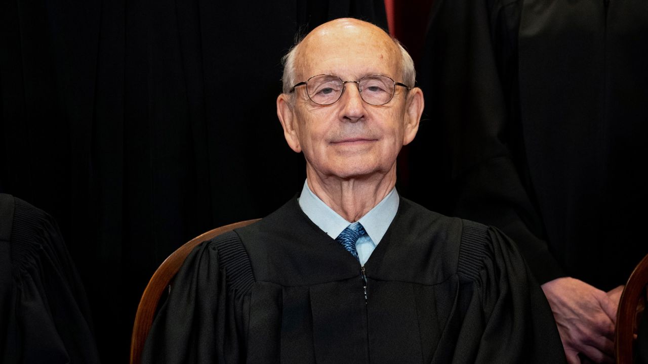 Associate Justice Stephen Breyer sits during a group photo at the Supreme Court in Washington, Friday, April 23, 2021. 