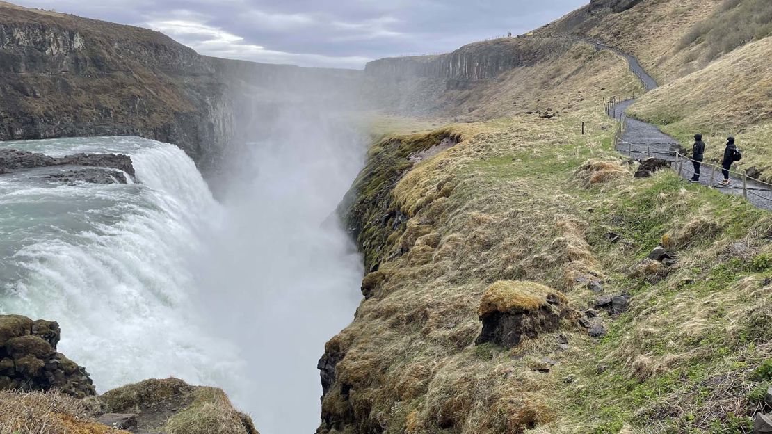 Gullfoss was nearly empty of tourists on a recent June day, yet international arrivals are picking up in Iceland.