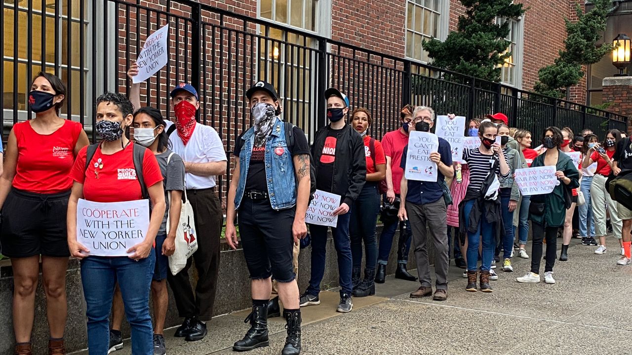 The unions of The New Yorker, Ars Technica and Pitchfork held a rally on June 8, 2021 to protest slow-going contract negotiations with Condé Nast management.