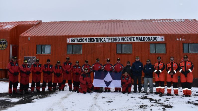 <strong>Maldonado Base, Antarctica:</strong> The flag on display at Ecuador's Antarctic base. 