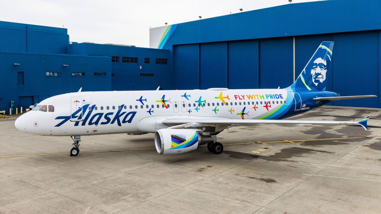 <strong>'Fly with Pride':</strong> Alaska Airlines this week revealed an Airbus A320 with a Pride-themed livery. 