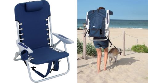 Deluxe 4 Position Lightweight Portable Folding Steel Backpack Chair with Cup Holder for Beach Camping 