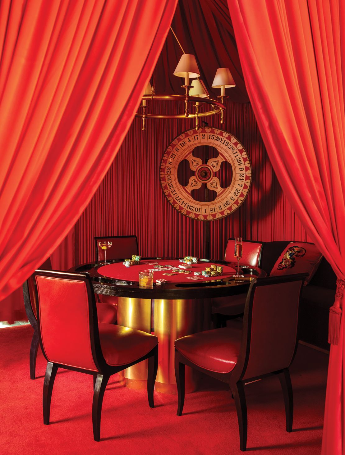 The poker room comes with vintage games table.
