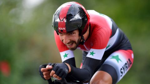 Ahmad Badreddin Wais competing at the 92nd UCI Road World Championships in 2019.